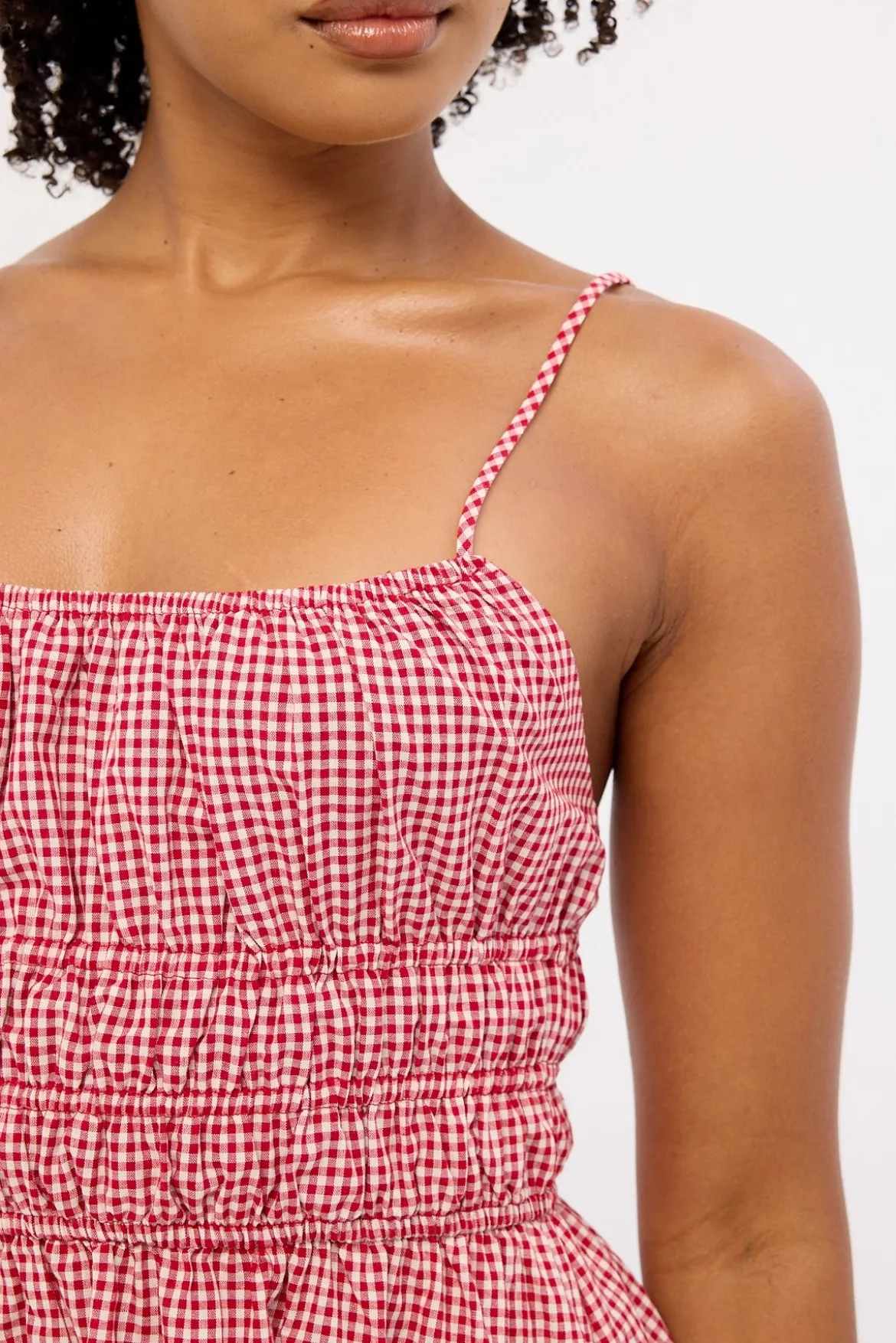 Summer Gingham Mini Dress Red Gingham