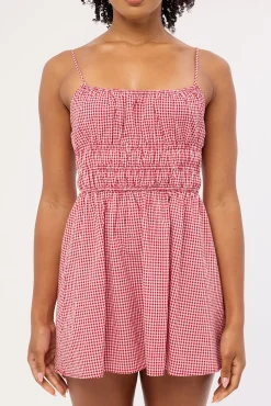 Summer Gingham Mini Dress Red Gingham