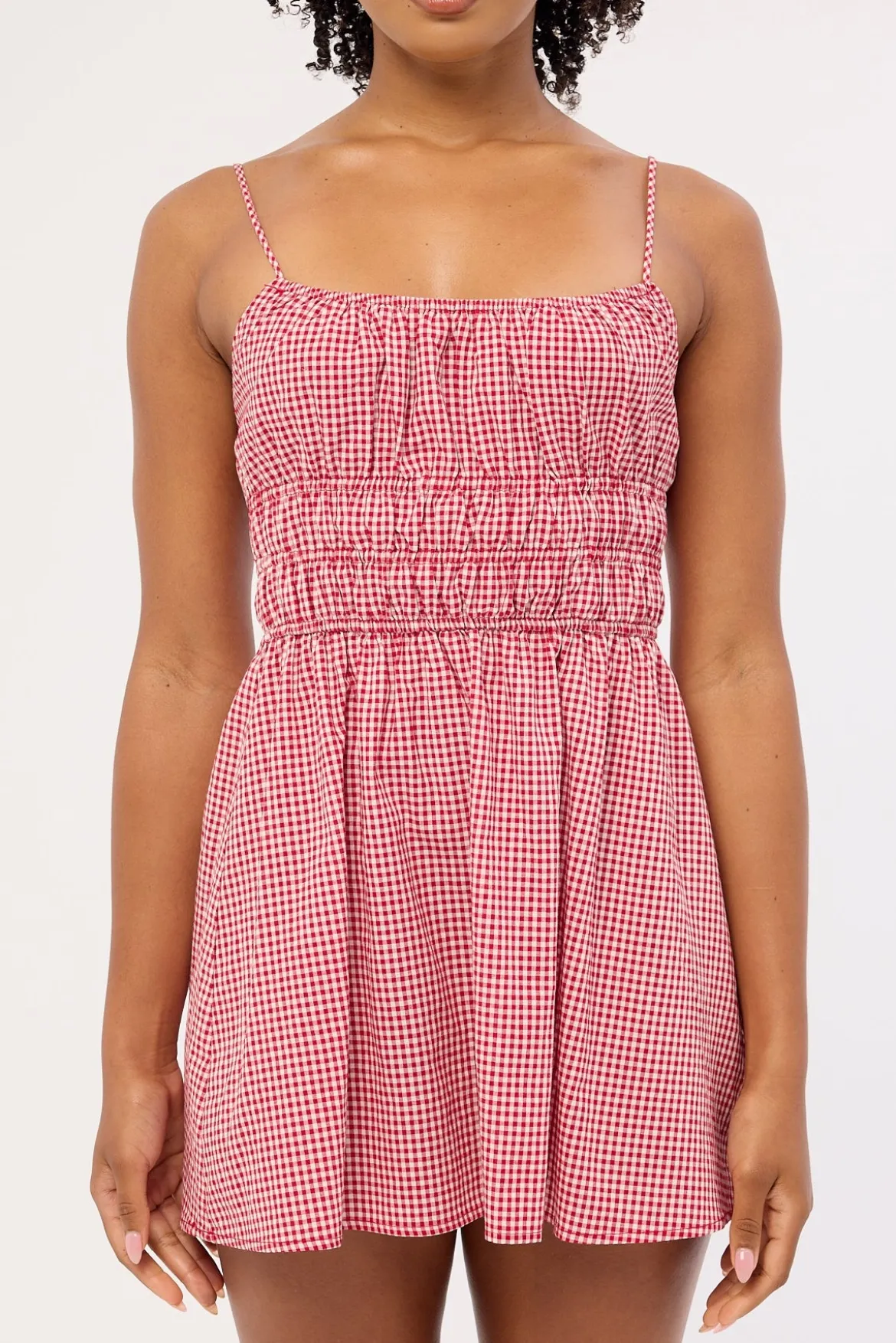 Summer Gingham Mini Dress Red Gingham