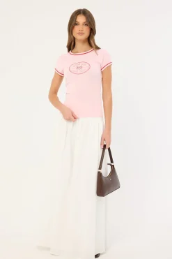 Sunday Club Longline Cap Sleeve Tee Pink