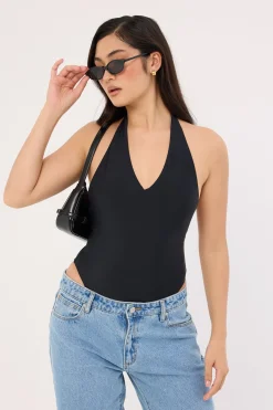 Sunlit Halter One Piece Black
