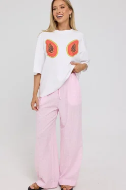 Sunny Side Elasticated Gingham Pants Pink Gingham