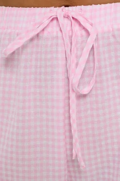 Sunny Side Elasticated Gingham Pants Pink Gingham