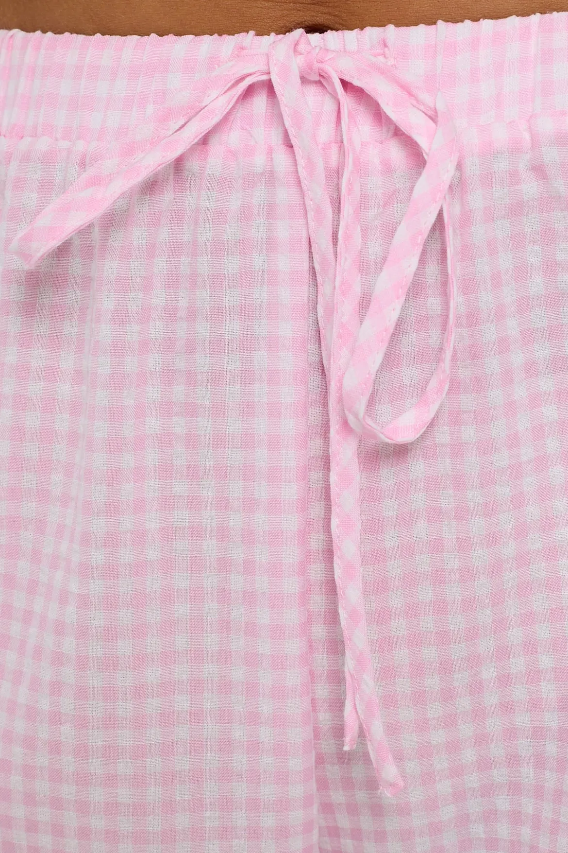 Sunny Side Elasticated Gingham Pants Pink Gingham