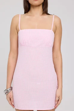 Sunny Side Gingham Mini Dress Pink Check