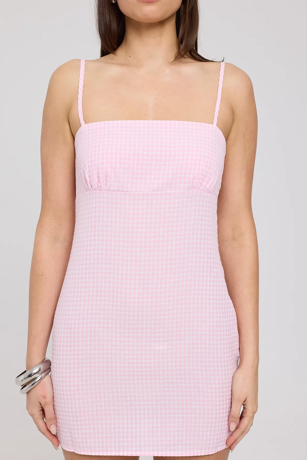 Sunny Side Gingham Mini Dress Pink Check