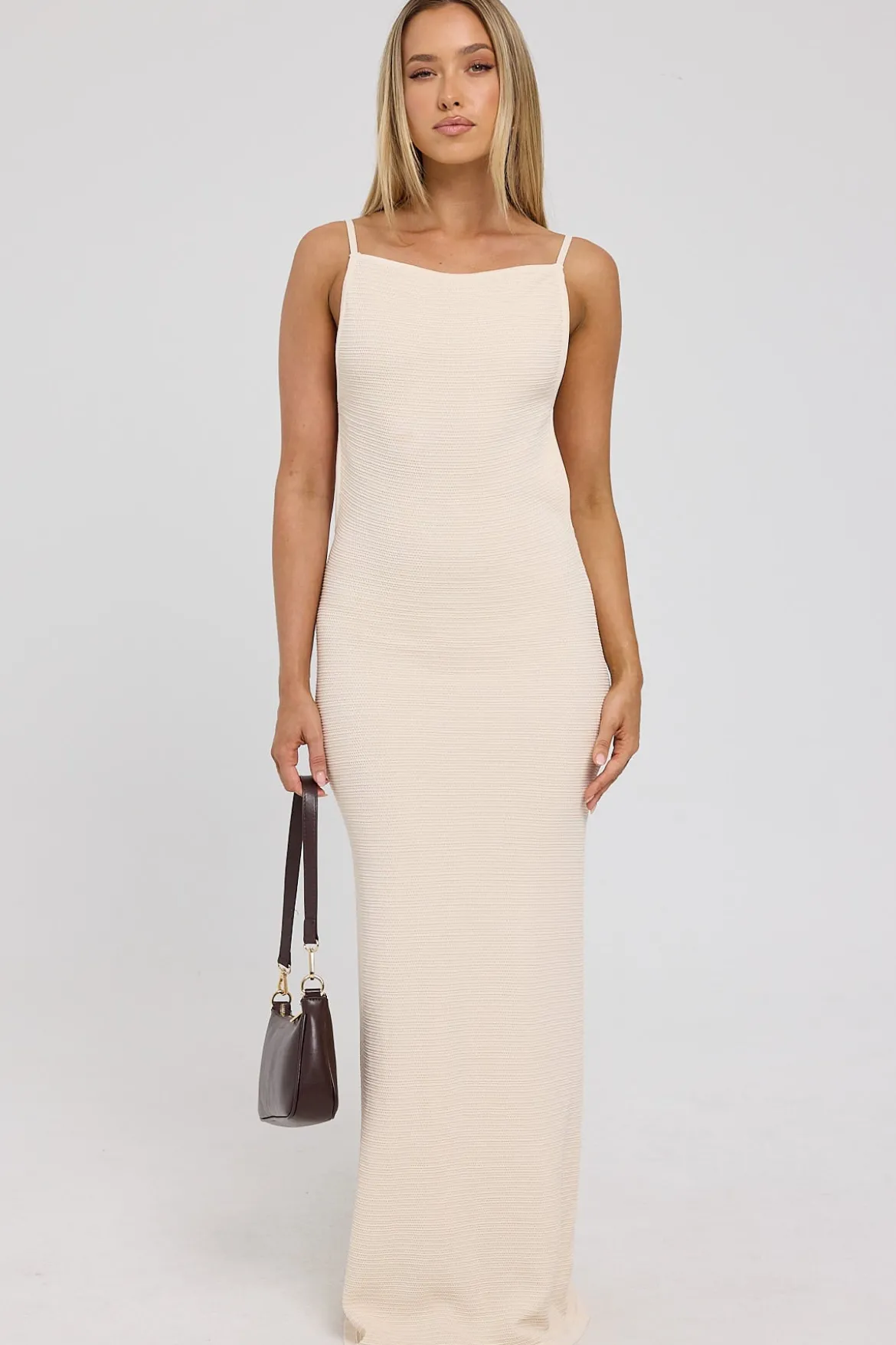 Sunset Soiree Knit Midi Dress Nude