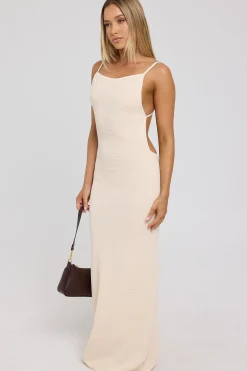 Sunset Soiree Knit Midi Dress Nude