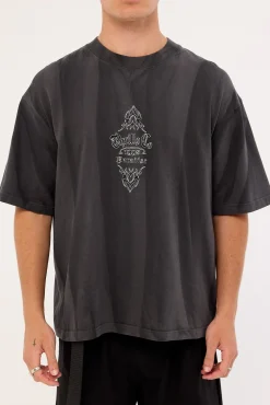 Superstition Sunfade Box Fit Oversize Cropped Tee Dark Sunfade Bleach Charcoal