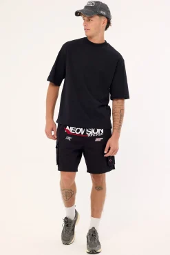 Surge Elastic Waist Cargo Short Black