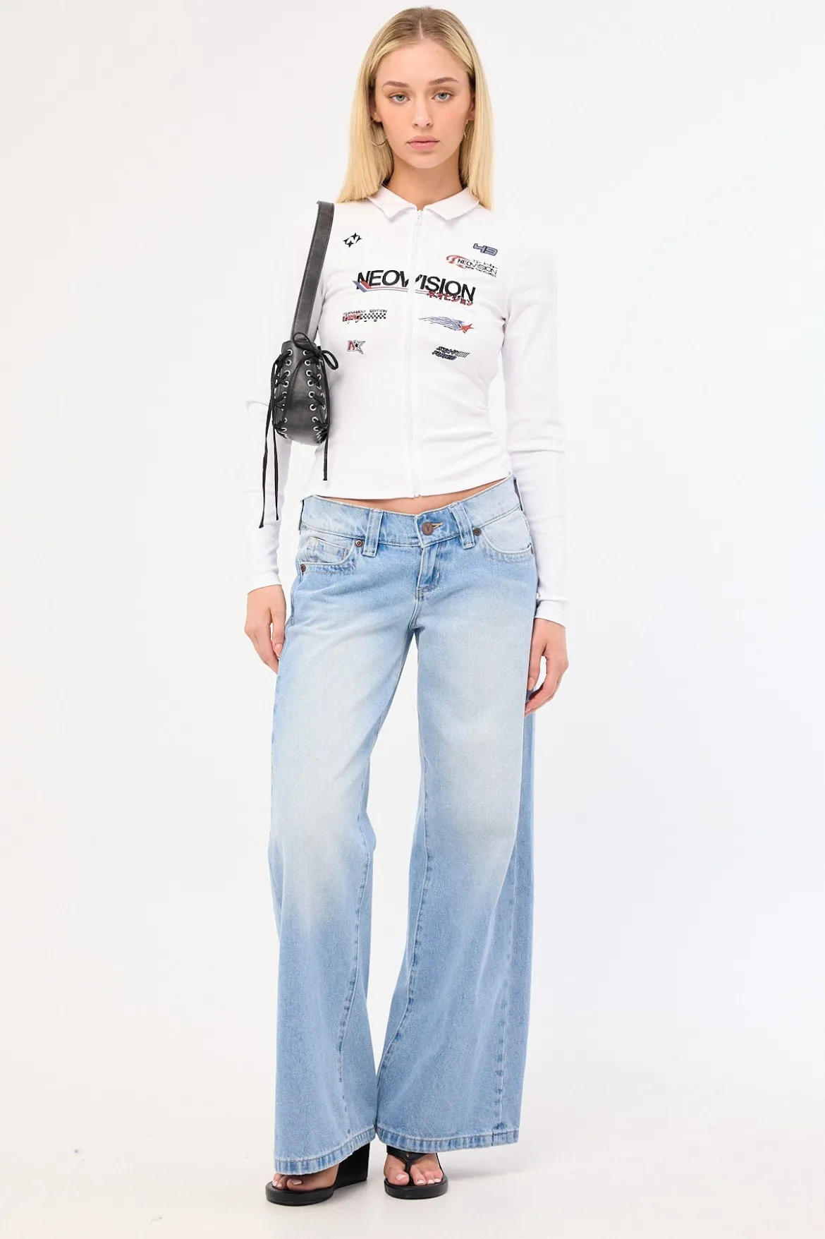 Surge Long Sleeve Zip Through Polo Tee White