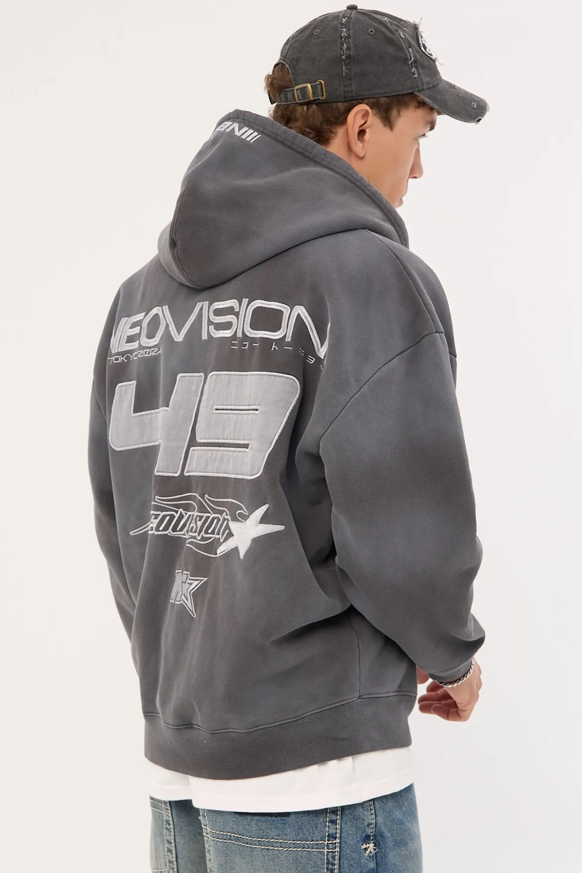 Surge Zip Through Street Hoodie Sunfade Black