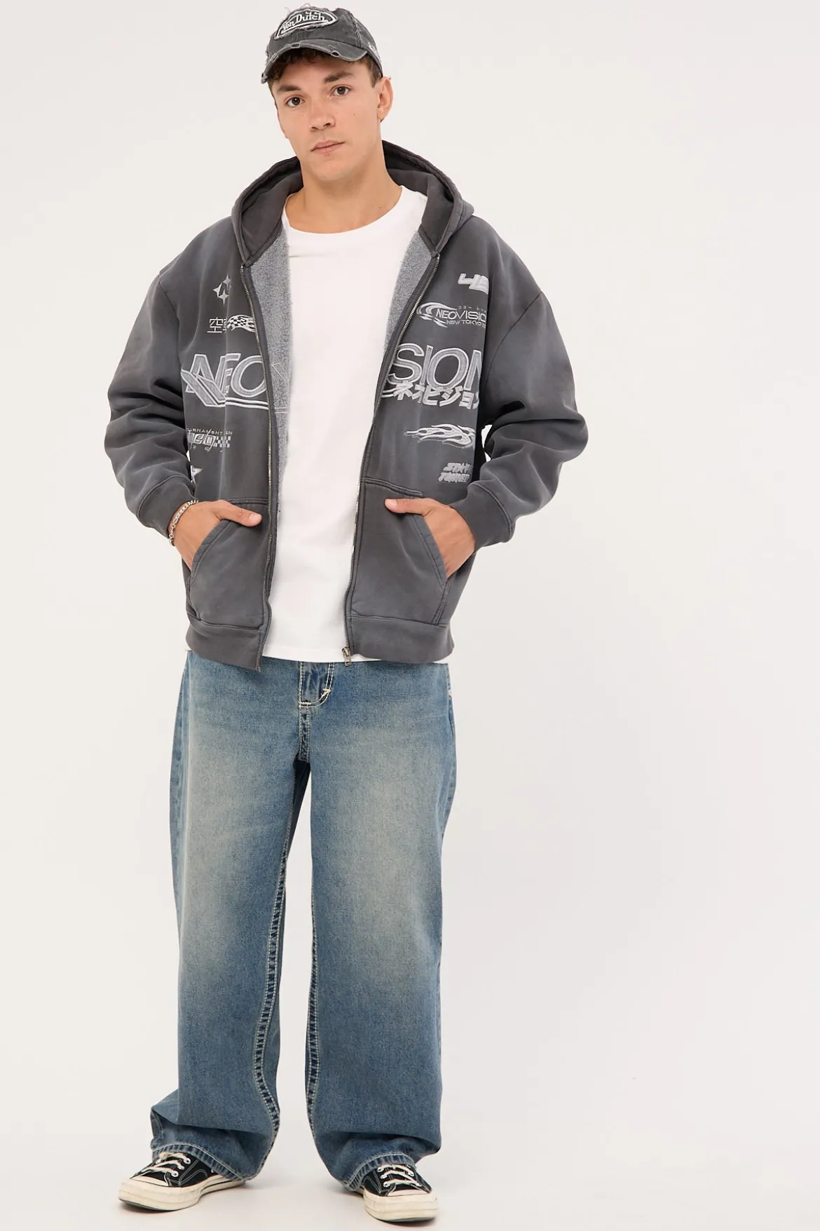 Surge Zip Through Street Hoodie Sunfade Black