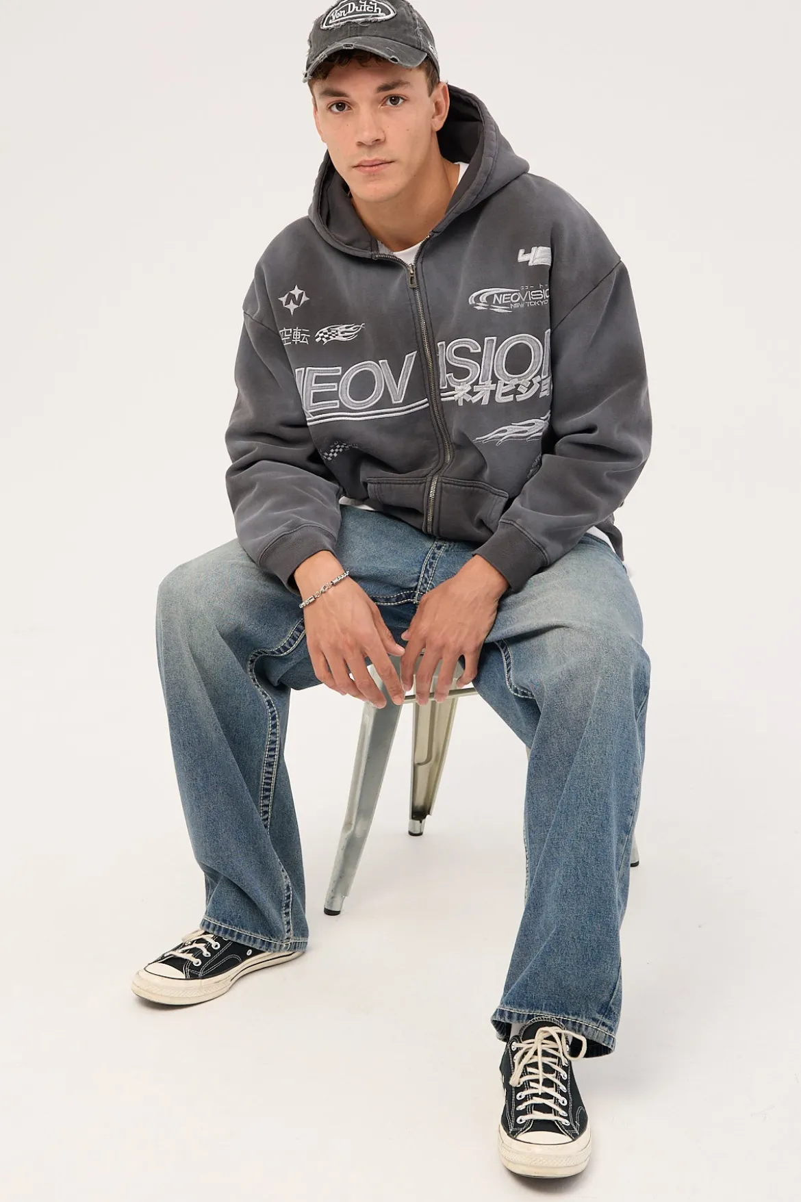 Surge Zip Through Street Hoodie Sunfade Black