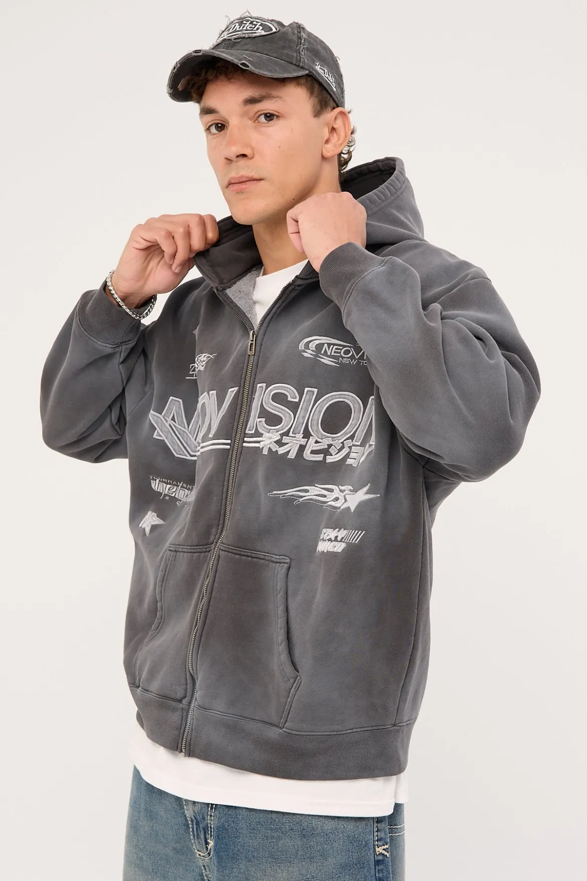 Surge Zip Through Street Hoodie Sunfade Black