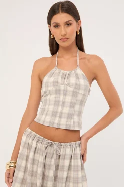Sweet Escape Cami Smoke Plaid