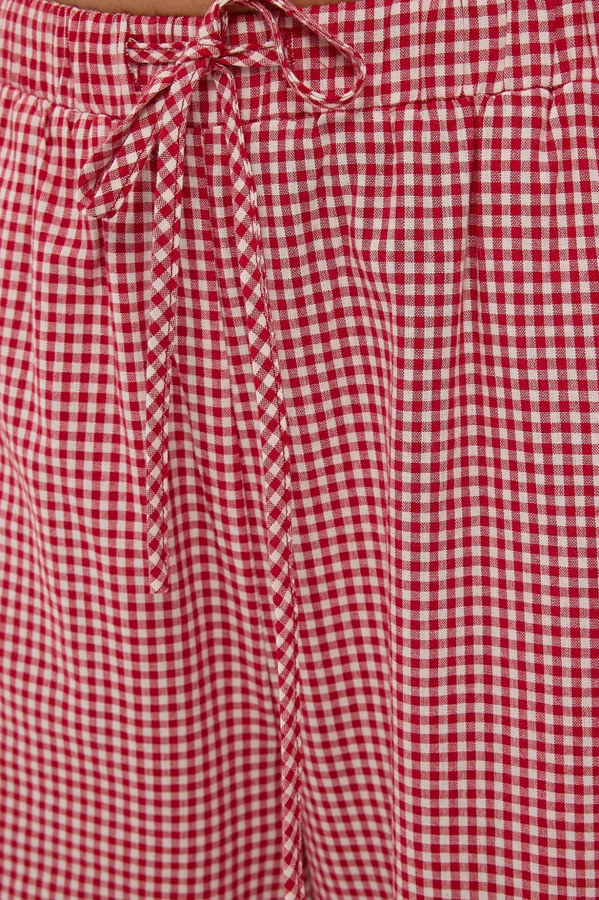 Sweet Ruby Gingham Bow Pants Red Gingham