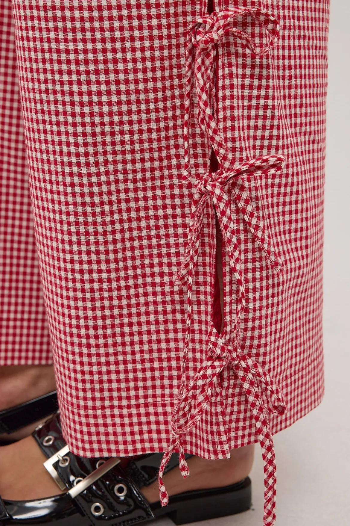 Sweet Ruby Gingham Bow Pants Red Gingham