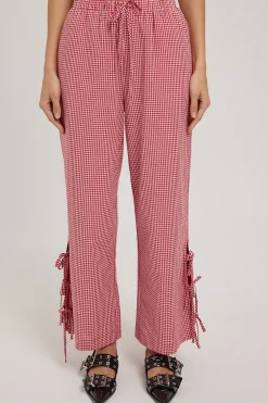 Sweet Ruby Gingham Bow Pants Red Gingham
