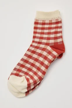 Sweet Ruby Gingham Socks Red Gingham