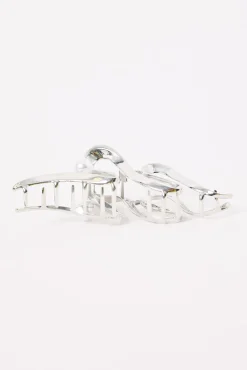 Swirly Pearl Claw Clip Silver