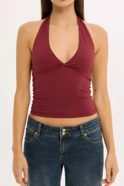 Sylvia Halter Top Burgundy