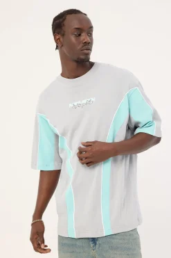 Synchronize Oversize Super Heavy Tee Ice Grey/Aqua
