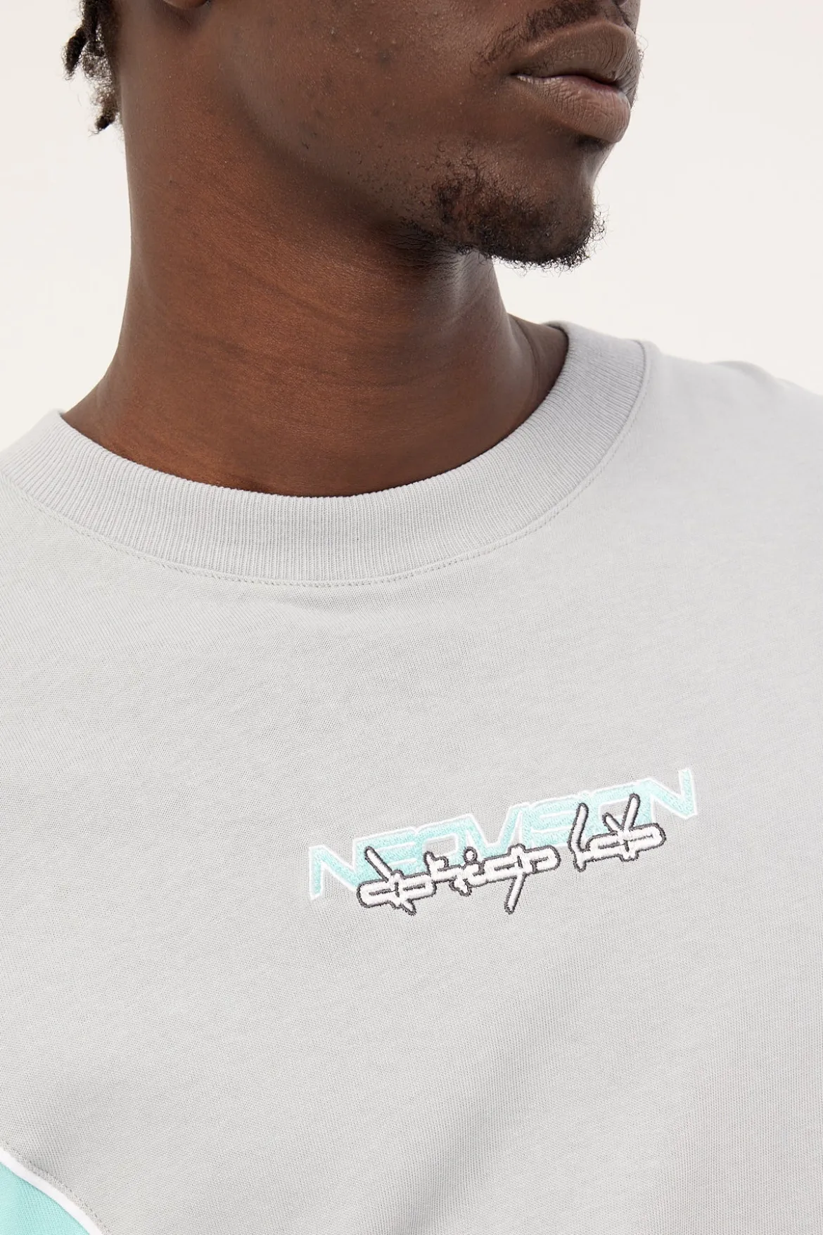 Synchronize Oversize Super Heavy Tee Ice Grey/Aqua