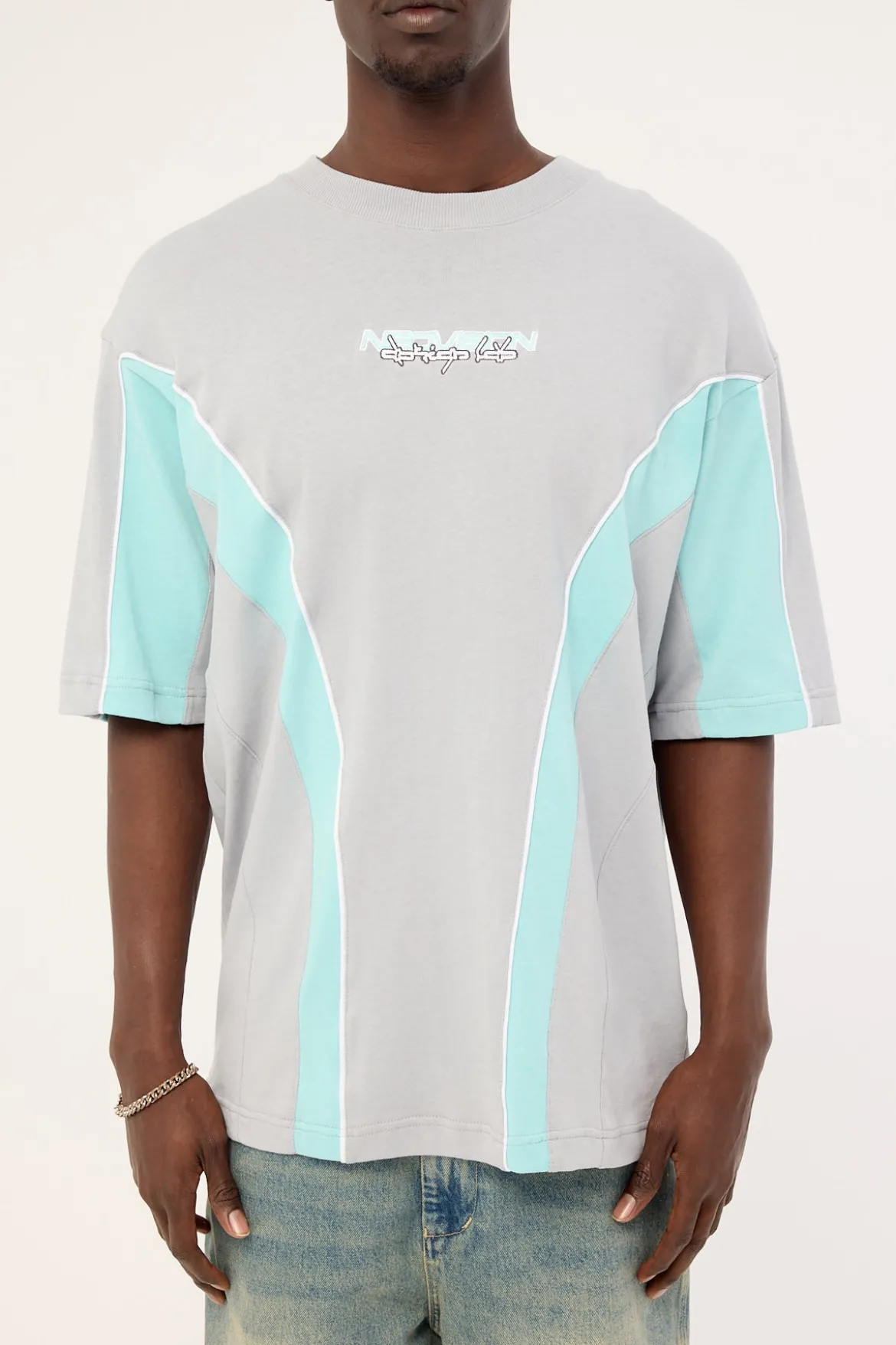 Synchronize Oversize Super Heavy Tee Ice Grey/Aqua