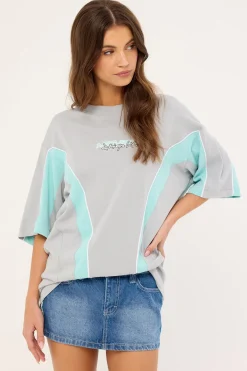 Synchronize Oversize Super Heavy Tee Ice Grey/Aqua