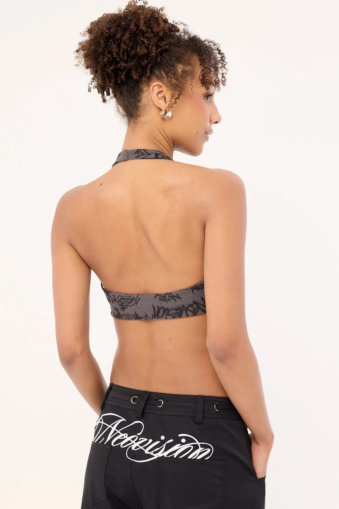 Tagger Halter Bralette Washed Black