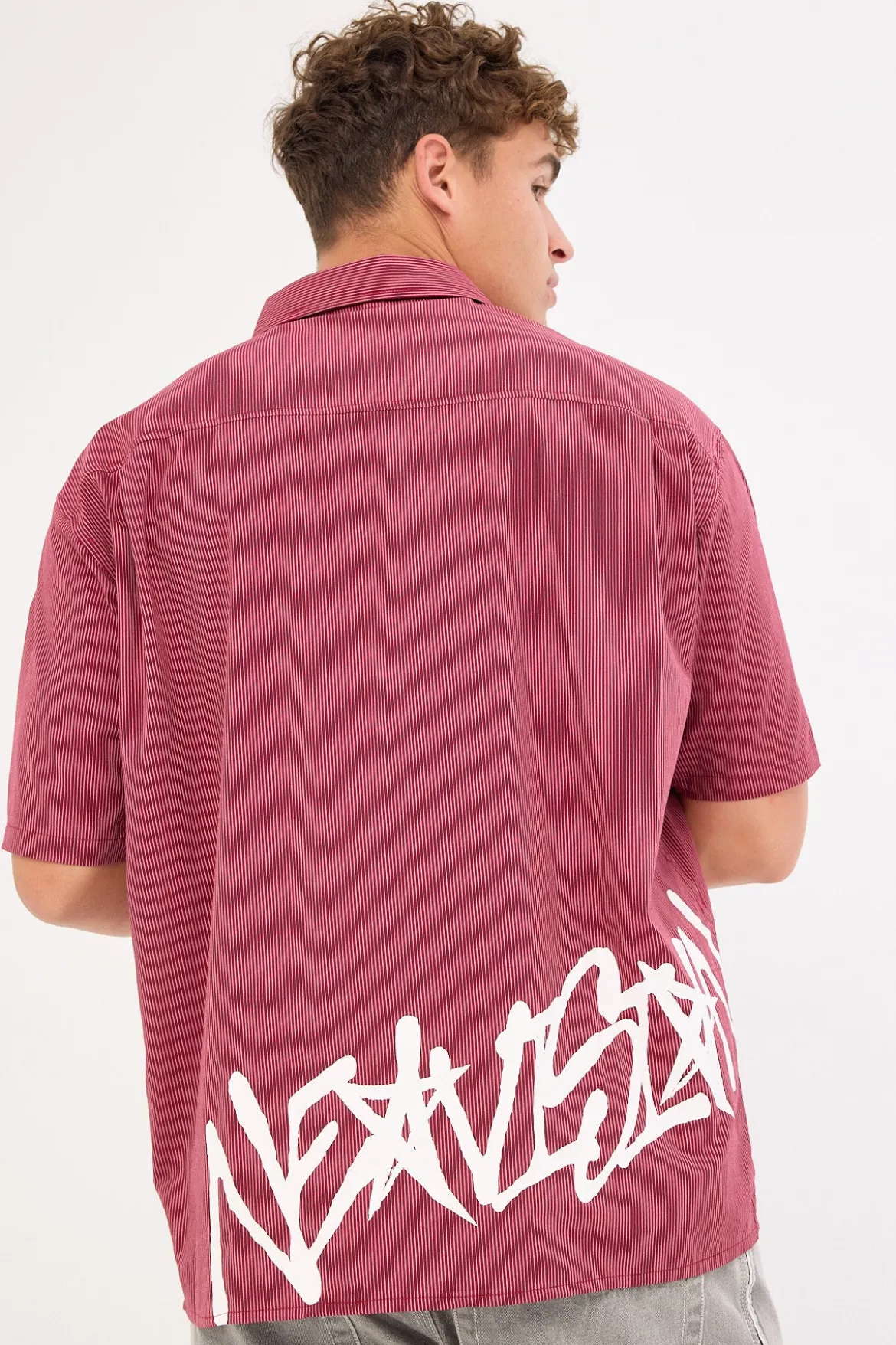 Tagger Oversize Shirt Burgundy/White Stripe