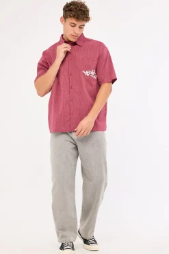 Tagger Oversize Shirt Burgundy/White Stripe