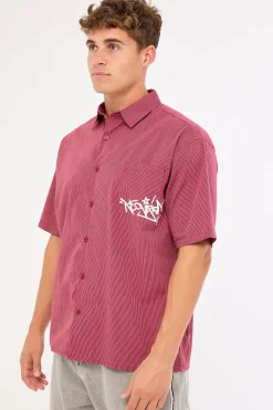 Tagger Oversize Shirt Burgundy/White Stripe