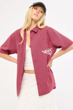 Tagger Oversize Shirt Burgundy/White Stripe