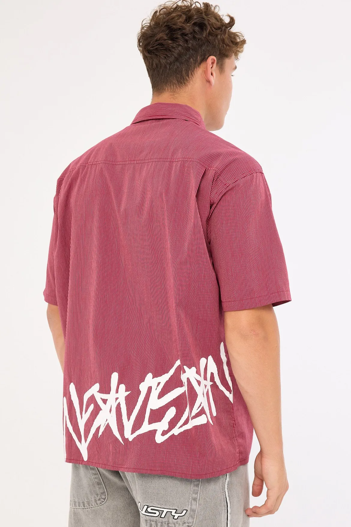 Tagger Oversize Shirt Burgundy/White Stripe