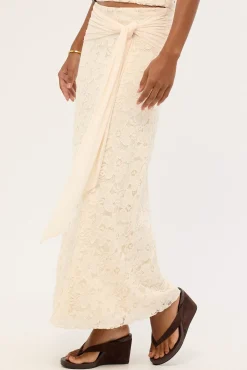 Tahlia Lace Maxi Skirt Cream