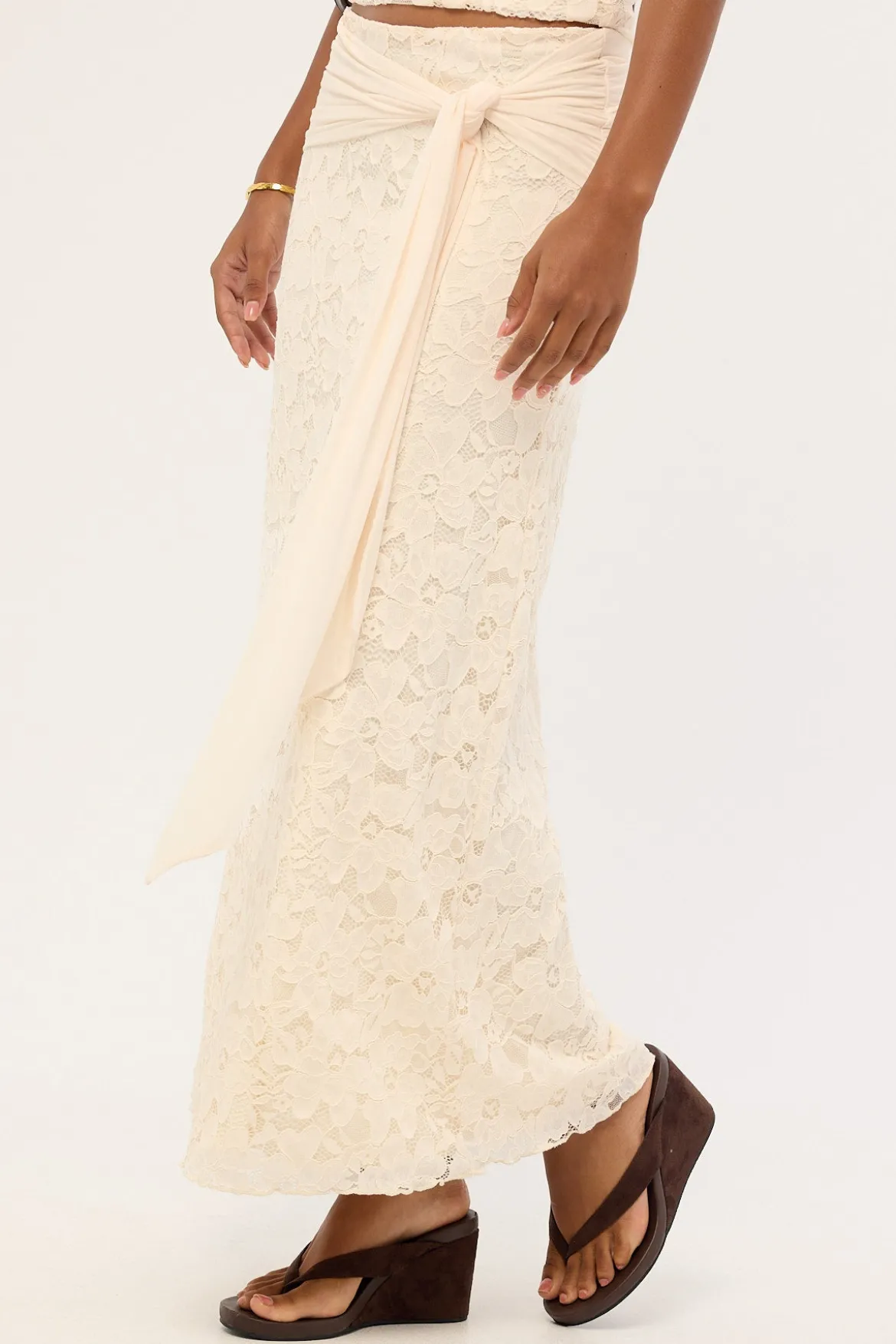 Tahlia Lace Maxi Skirt Cream