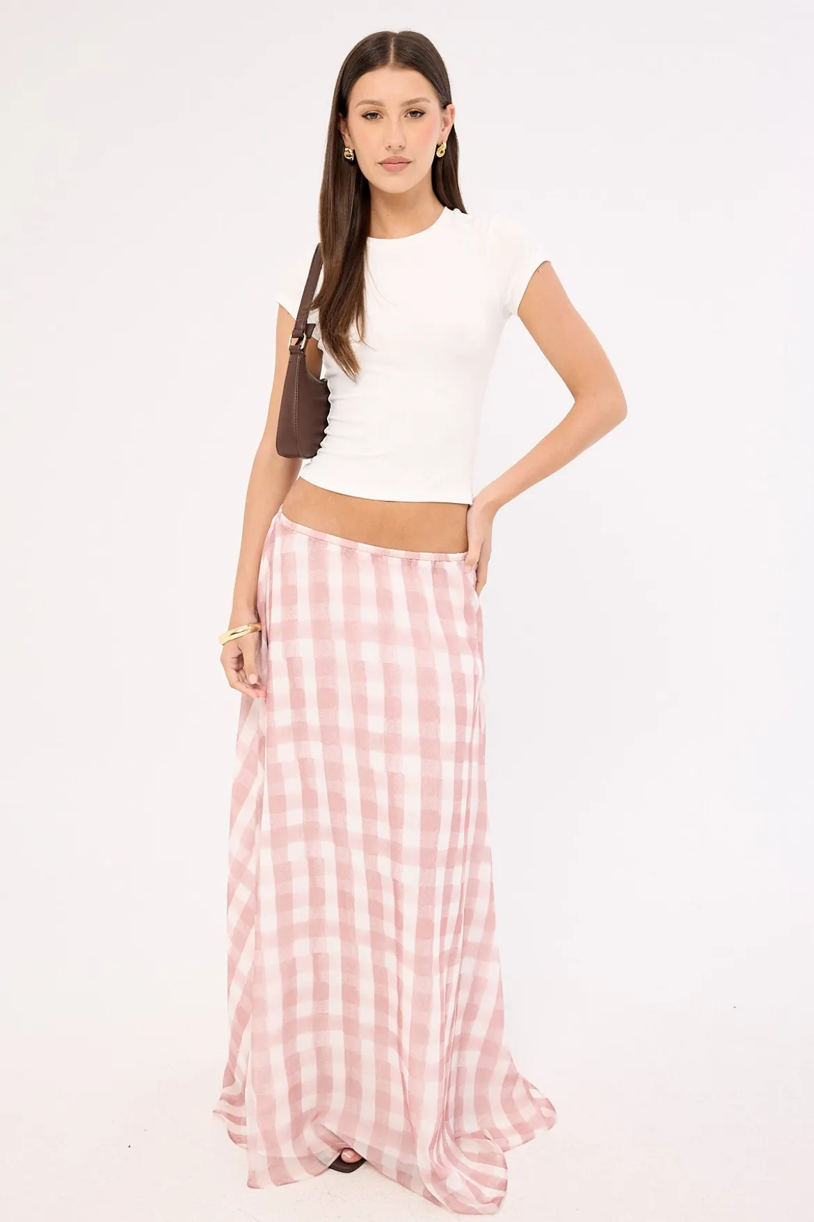 Tallin Maxi Skirt Pink Gingham