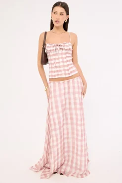 Tallin Maxi Skirt Pink Gingham