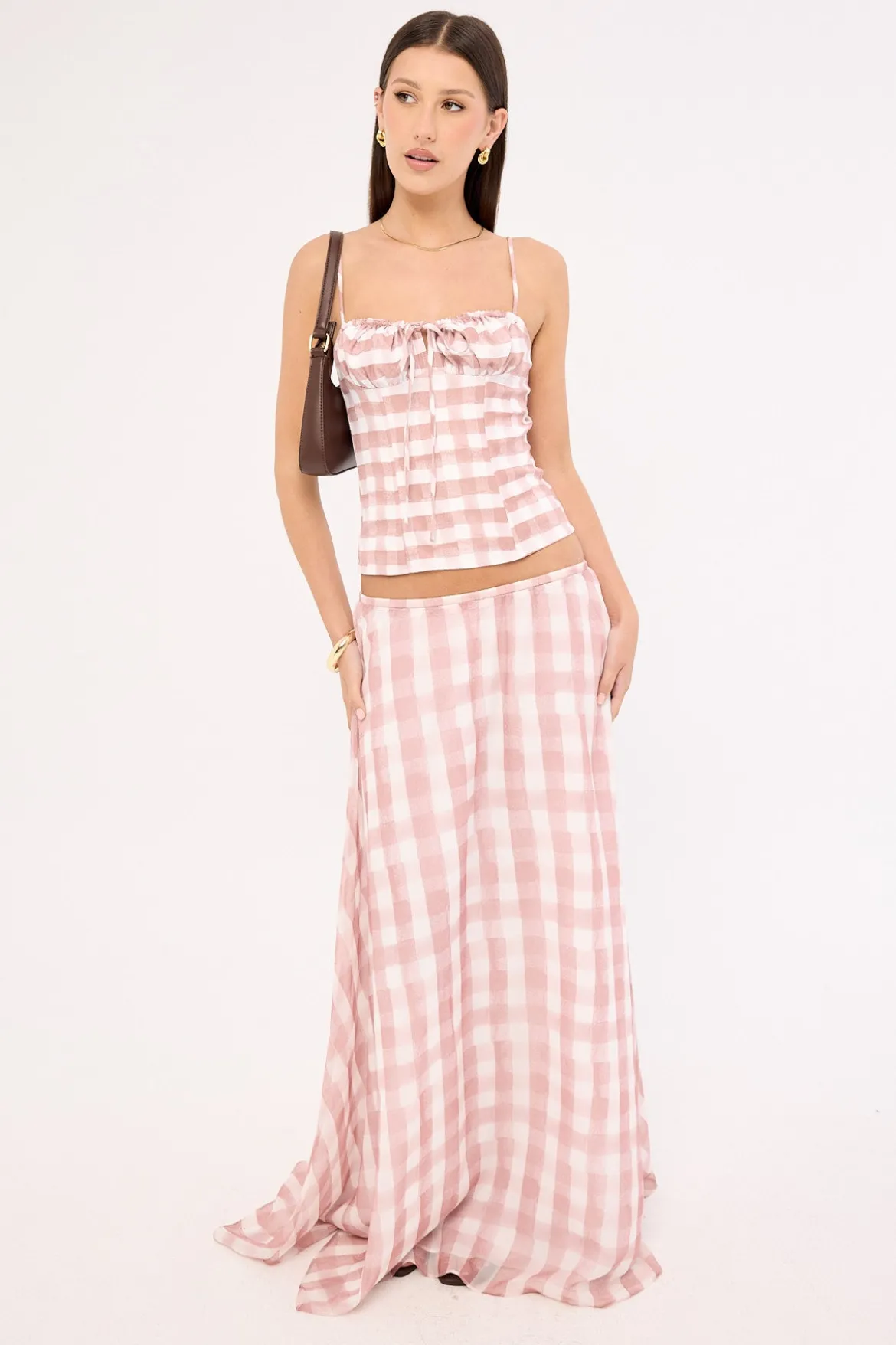 Tallin Maxi Skirt Pink Gingham