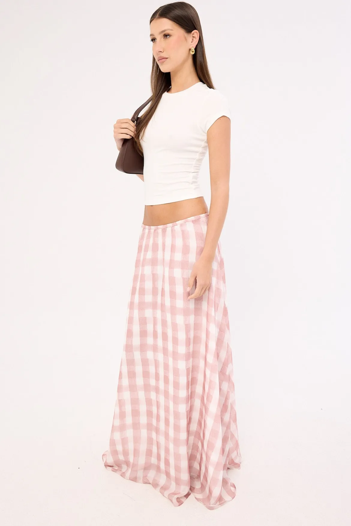 Tallin Maxi Skirt Pink Gingham