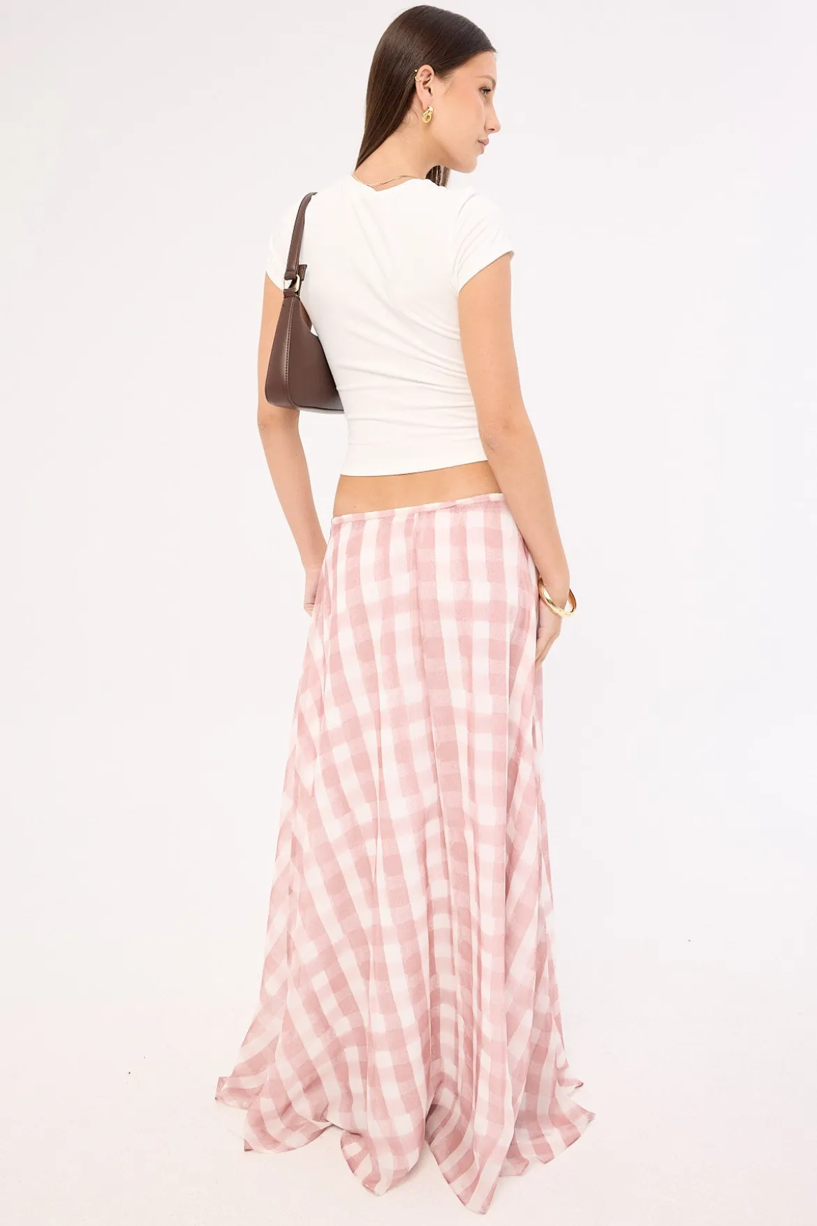 Tallin Maxi Skirt Pink Gingham