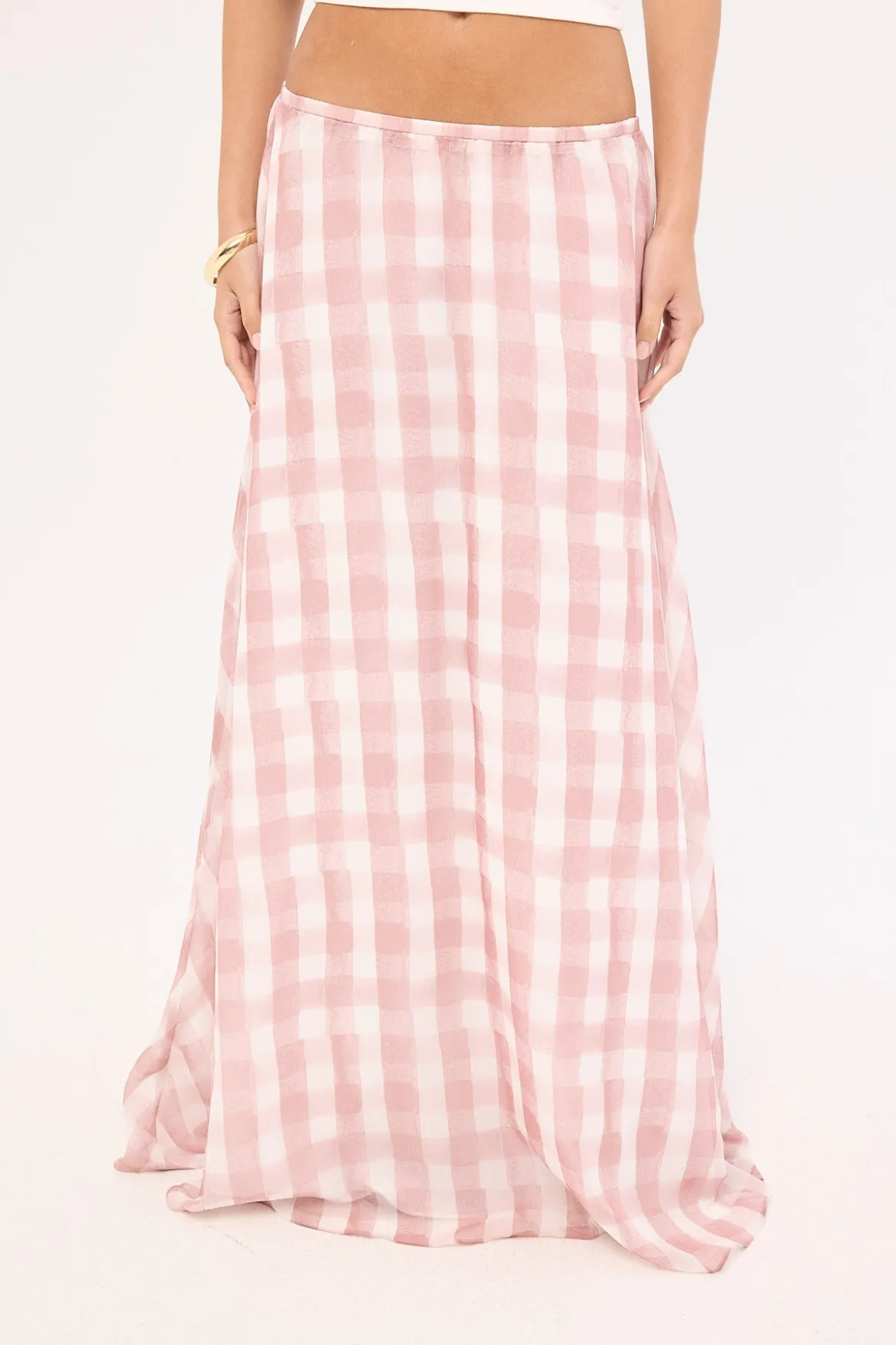 Tallin Maxi Skirt Pink Gingham