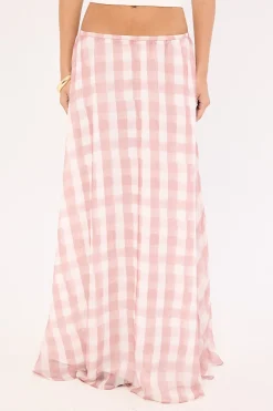 Tallin Maxi Skirt Pink Gingham