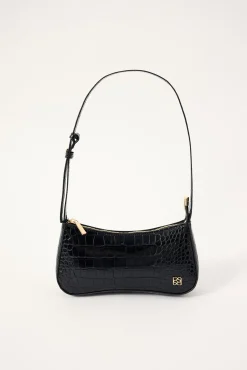 Tammy Croc Shoulder Bag Black