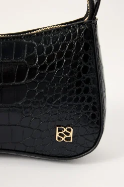 Tammy Croc Shoulder Bag Black