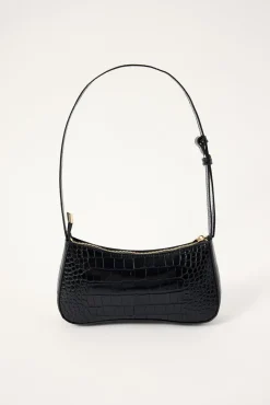 Tammy Croc Shoulder Bag Black
