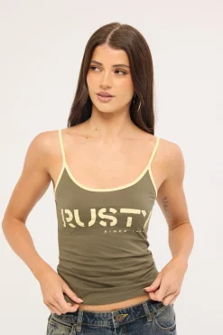 Tank Girl Contrast Staple Singlet Khaki