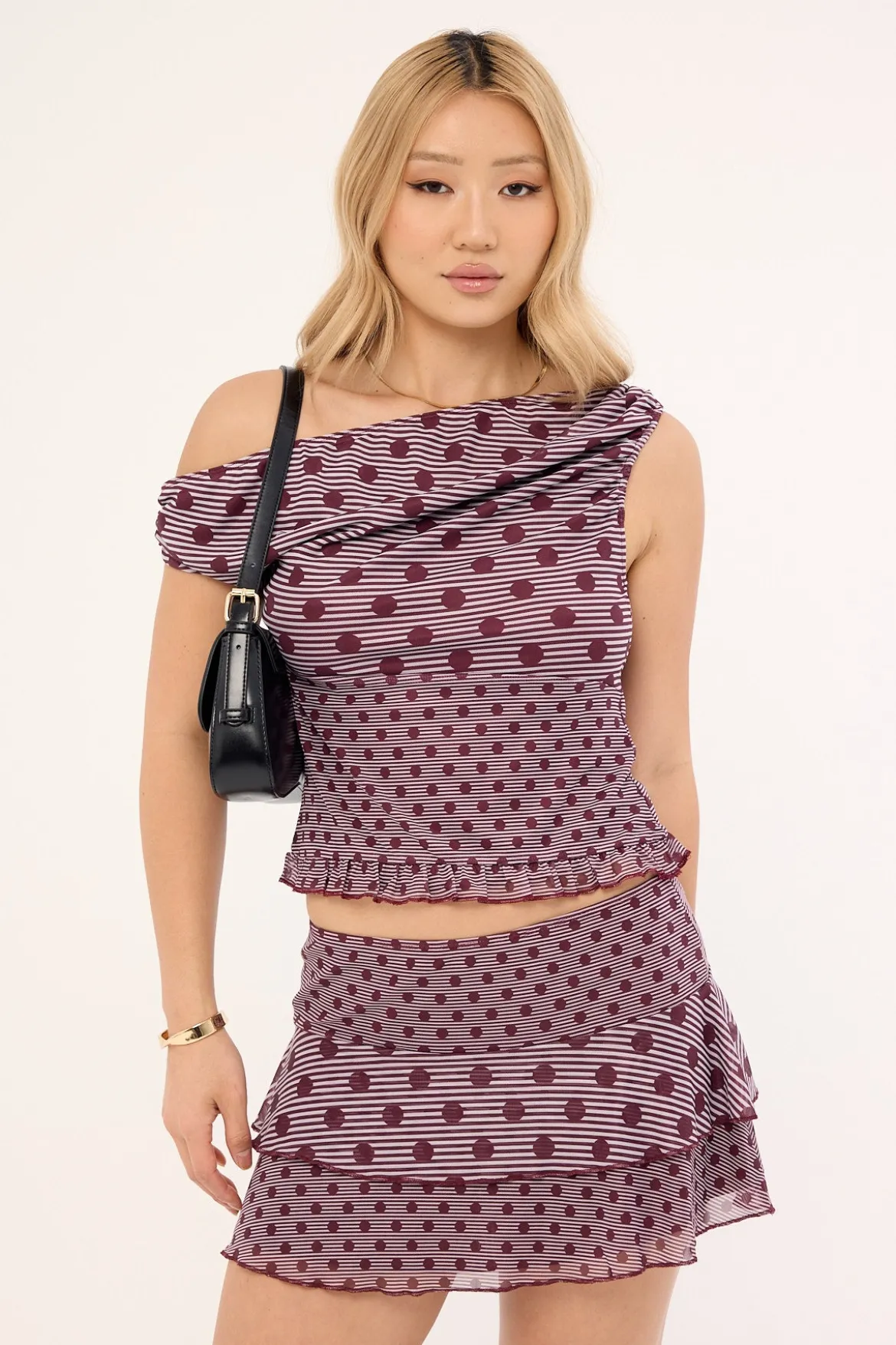 Tarya Top Stripe Polka Plum